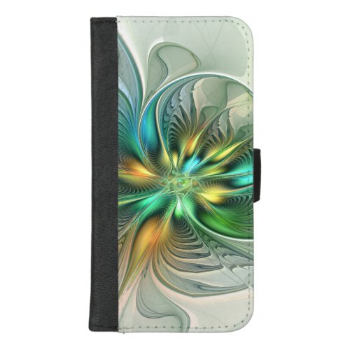 Colorful Fantasy Modern Abstract Flower Fractal iPhone 87 Plus Wallet Case