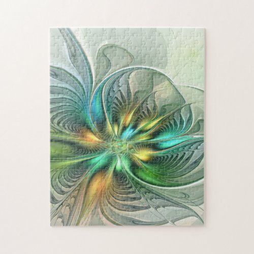 Colorful Fantasy Modern Abstract Flower Fractal Jigsaw Puzzle