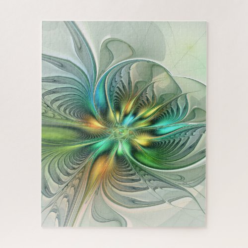 Colorful Fantasy Modern Abstract Flower Fractal Jigsaw Puzzle