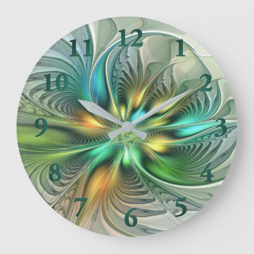Colorful Fantasy Modern Abstract Flower Fractal Large Clock