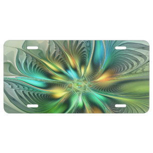 Colorful Fantasy Modern Abstract Flower Fractal License Plate