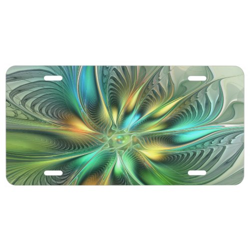 Colorful Fantasy Modern Abstract Flower Fractal License Plate