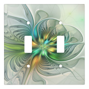 Colorful Fantasy Modern Abstract Flower Fractal Light Switch Cover
