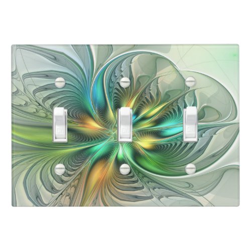 Colorful Fantasy Modern Abstract Flower Fractal Light Switch Cover
