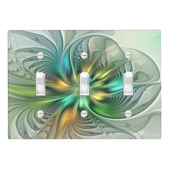 Colorful Fantasy Modern Abstract Flower Fractal Light Switch Cover (In Situ)