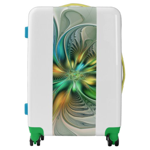 Colorful Fantasy Modern Abstract Flower Fractal Luggage