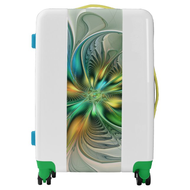 Colorful Fantasy Modern Abstract Flower Fractal Luggage (Front)