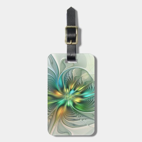 Colorful Fantasy Modern Abstract Flower Fractal Luggage Tag