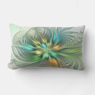 Colorful Fantasy Modern Abstract Flower Fractal Lumbar Pillow
