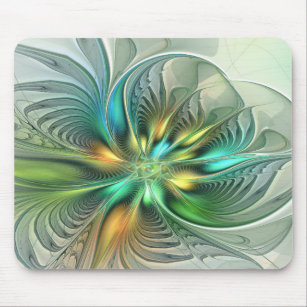 Colorful Fantasy Modern Abstract Flower Fractal Mouse Pad