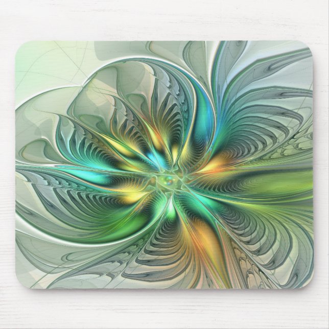 Colorful Fantasy Modern Abstract Flower Fractal Mouse Pad (Front)