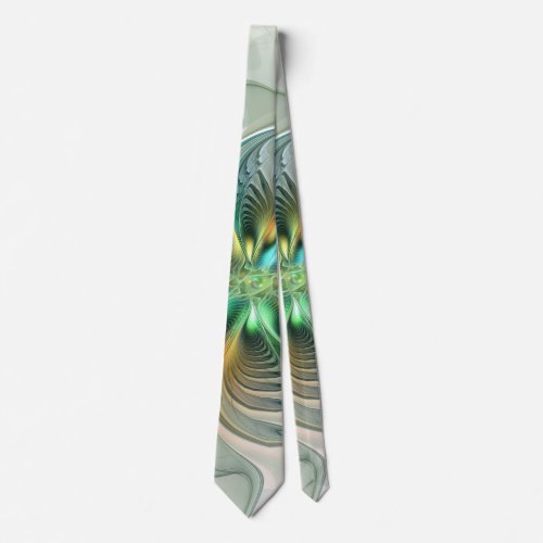 Colorful Fantasy Modern Abstract Flower Fractal Neck Tie