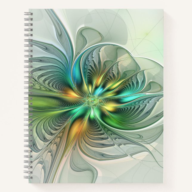 Colorful Fantasy Modern Abstract Flower Fractal Notebook (Front)