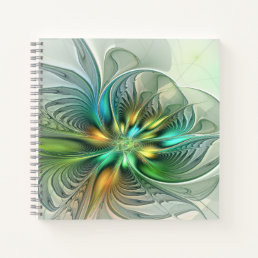 Colorful Fantasy Modern Abstract Flower Fractal Notebook