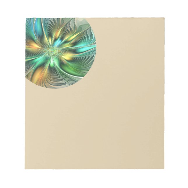 Colorful Fantasy Modern Abstract Flower Fractal Notepad (Front)