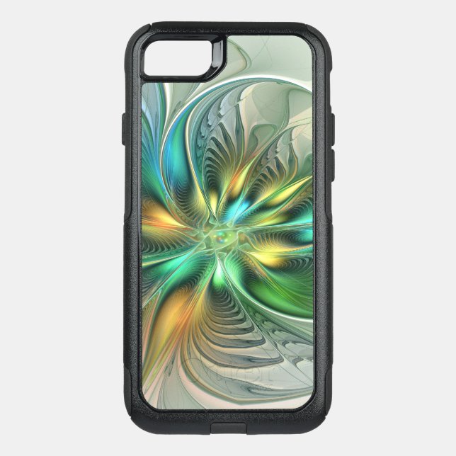 Colorful Fantasy Modern Abstract Flower Fractal Otterbox iPhone Case (Back)