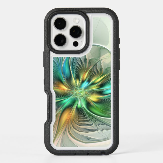 Colorful Fantasy Modern Abstract Flower Fractal Otterbox iPhone Case (Back)
