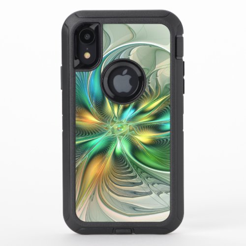 Colorful Fantasy Modern Abstract Flower Fractal OtterBox Defender iPhone XR Case