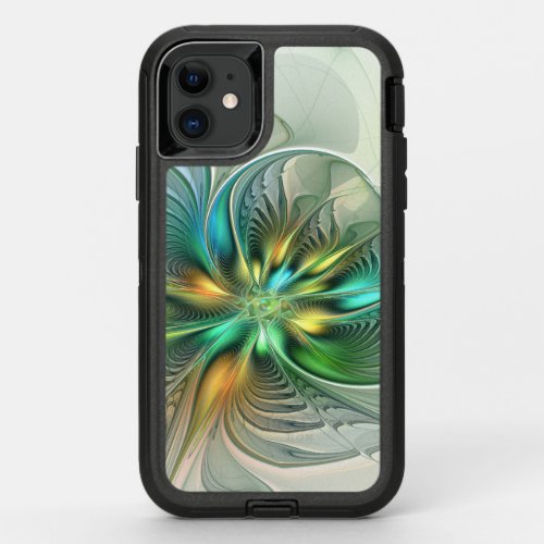Colorful Fantasy Modern Abstract Flower Fractal OtterBox Defender iPhone 11 Case