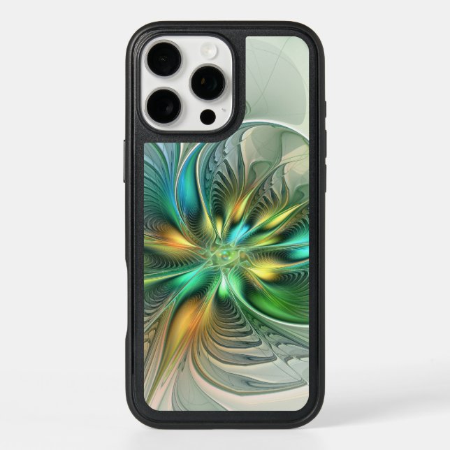 Colorful Fantasy Modern Abstract Flower Fractal Otterbox iPhone Case (Back)