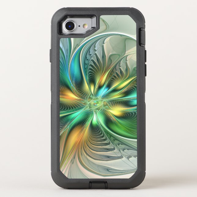 Colorful Fantasy Modern Abstract Flower Fractal Otterbox iPhone Case (Back)