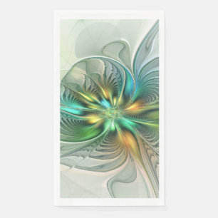 Colorful Fantasy Modern Abstract Flower Fractal Paper Guest Towels