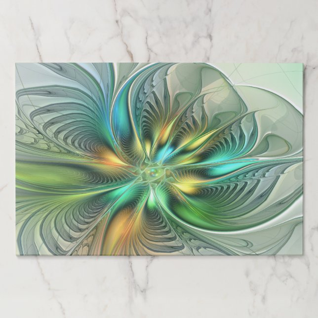 Colorful Fantasy Modern Abstract Flower Fractal Paper Pad (Front)