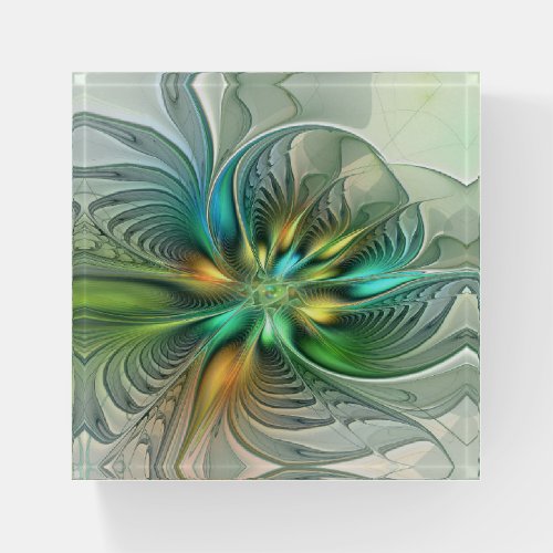 Colorful Fantasy Modern Abstract Flower Fractal Paperweight
