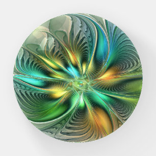 Colorful Fantasy Modern Abstract Flower Fractal Paperweight