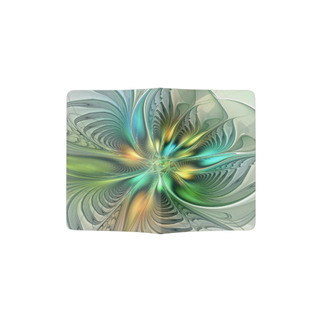 Colorful Fantasy Modern Abstract Flower Fractal Passport Holder (Opened)