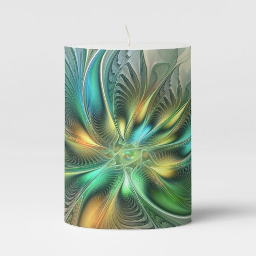 Colorful Fantasy Modern Abstract Flower Fractal Pillar Candle