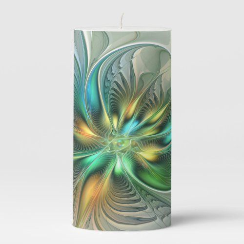 Colorful Fantasy Modern Abstract Flower Fractal Pillar Candle