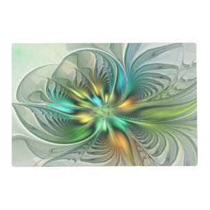 Colorful Fantasy Modern Abstract Flower Fractal Placemat