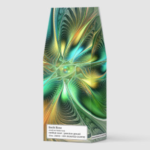 Colorful Fantasy Modern Abstract Flower Fractal Roasted Coffee