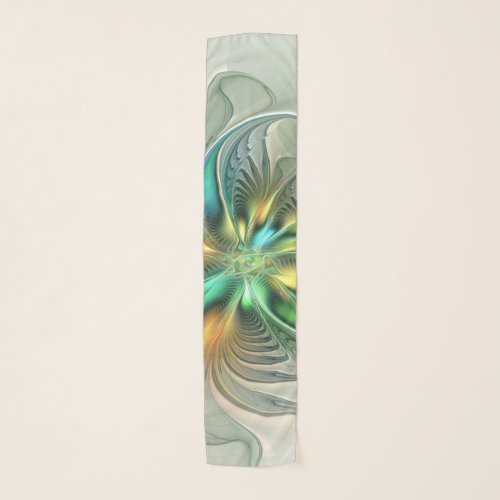 Colorful Fantasy Modern Abstract Flower Fractal Scarf