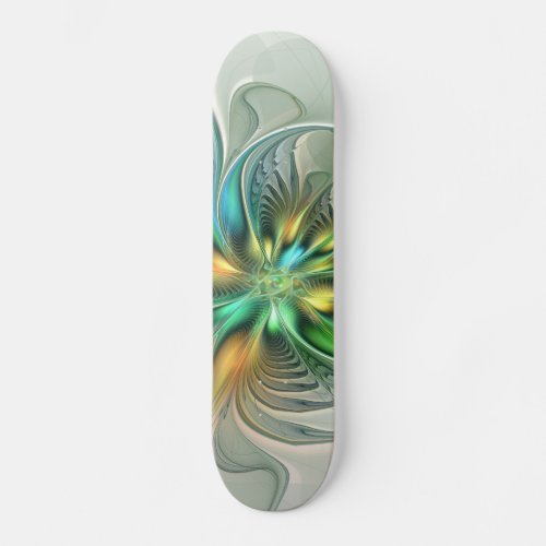 Colorful Fantasy Modern Abstract Flower Fractal Skateboard