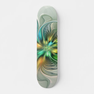 Colorful Fantasy Modern Abstract Flower Fractal Skateboard