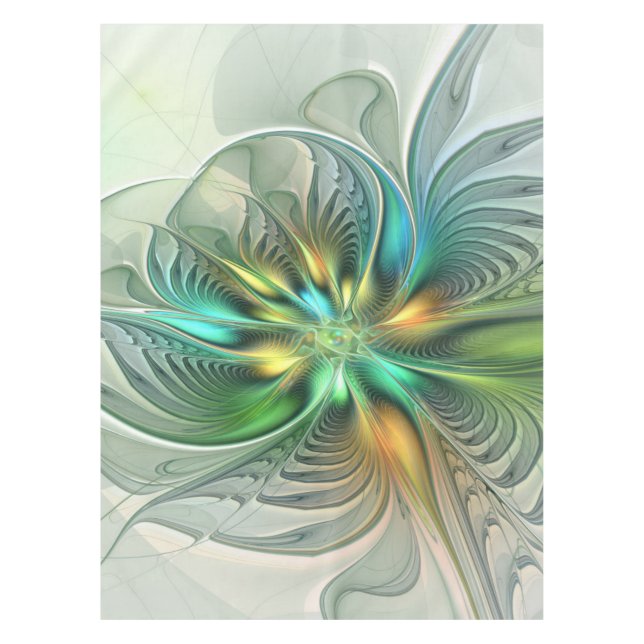 Colorful Fantasy Modern Abstract Flower Fractal Tablecloth (Front)