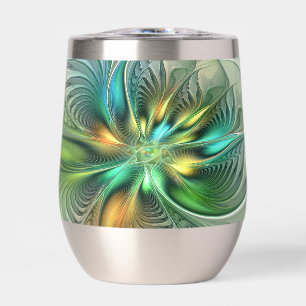 Colorful Fantasy Modern Abstract Flower Fractal Thermal Wine Tumbler