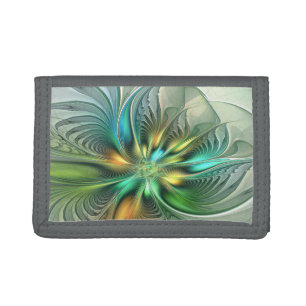 Colorful Fantasy Modern Abstract Flower Fractal Tri-fold Wallet