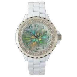 Colorful Fantasy Modern Abstract Flower Fractal Watch