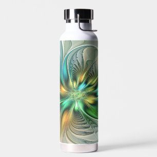 Colorful Fantasy Modern Abstract Flower Fractal Water Bottle