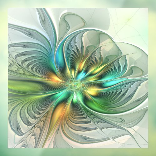 Colorful Fantasy Modern Abstract Flower Fractal Window Cling