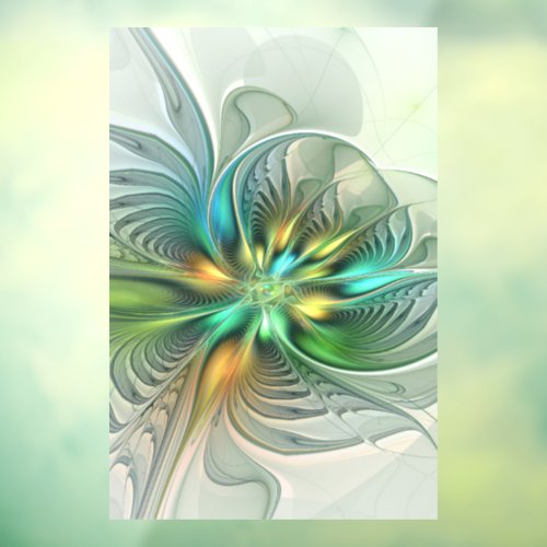 Colorful Fantasy Modern Abstract Flower Fractal Window Cling