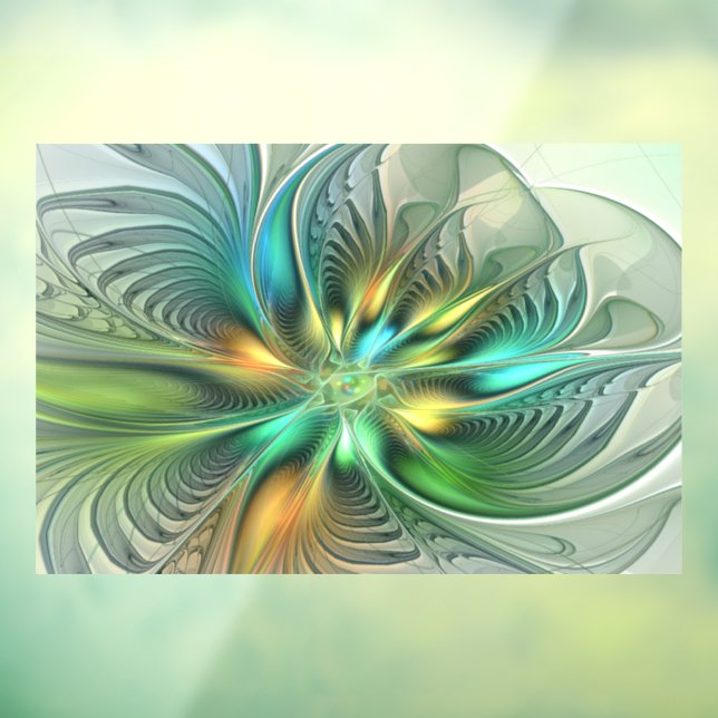 Colorful Fantasy Modern Abstract Flower Fractal Window Cling (Sheet 3)