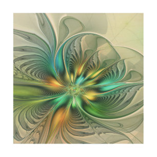 Colorful Fantasy Modern Abstract Flower Fractal Wood Wall Art