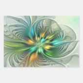 Colorful Fantasy Modern Abstract Flower Fractal Wrapping Paper Sheets (Front 3)