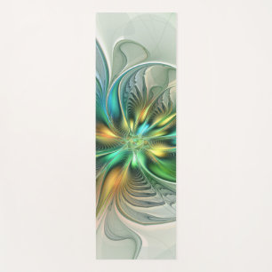 Colorful Fantasy Modern Abstract Flower Fractal Yoga Mat