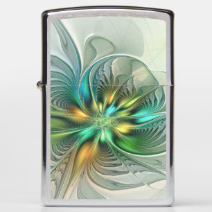 Colorful Fantasy Modern Abstract Flower Fractal Zippo Lighter