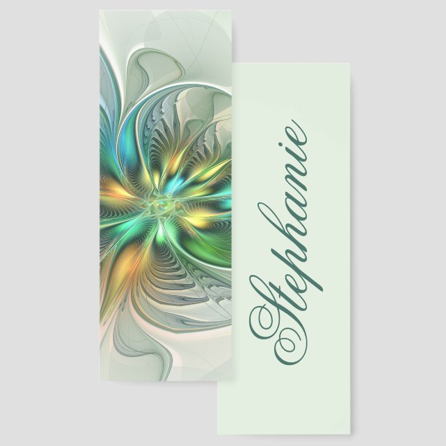 Colorful Fantasy Modern Abstract Flower Name Bookmarks (Front & Back)
